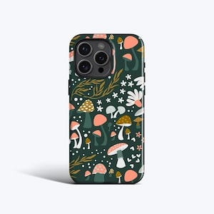 MUSHROOM DELIGHT Phone Case | Whimsical Mushrooms & Flowers – Fits iPhone 15 Pro to 12, Pixel and Galaxy Compatible