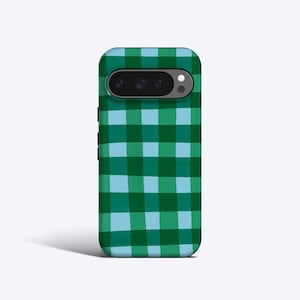Rich Green Gingham Phone Case - For all Pixel Models, Magnetic Option image 1