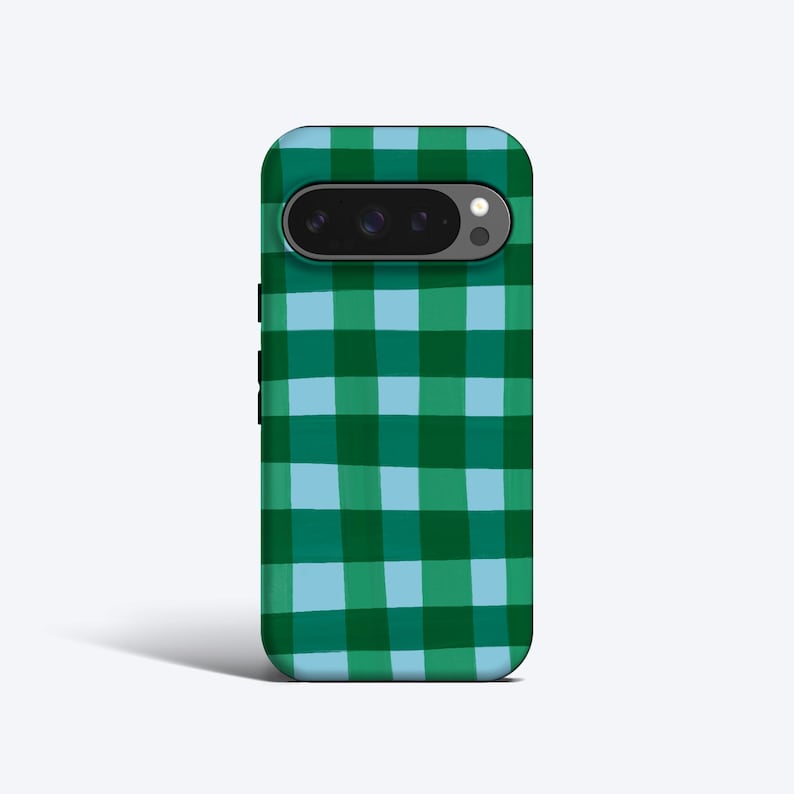 Rich Green Gingham Phone Case - For all Pixel Models, Magnetic Option image 1