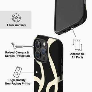 BOHO LINES BLACK Phone Case For iPhone 16 Pro Case, iPhone 15 Case, iPhone 14 Pro Max Case, iPhone 12 Case, MagSafe, Abstract Lines, Matisse image 4