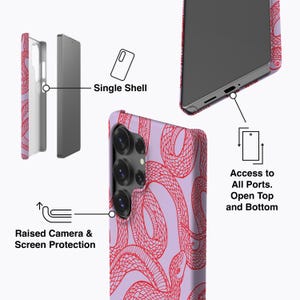 SCARLET SNAKES - For Galaxy S25 Ultra Case, Galaxy S24 feCase, Galaxy S23 Case, Galaxy S22 Case, Snake Pattern, Purple, red image 6