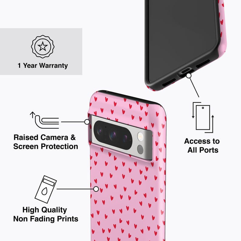Red Hearts Phone Case - For all Pixel Models, Magnetic Option image 4