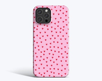 RED HEARTS Phone Case | For iPhone 15 Pro Case, iPhone 13 Pro Max Case, iPhone 11 Pro Case, iPhone 12 Case, All Models, Red Pink Hearts Case