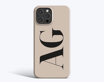INITIALS PERSONALISED | For iPhone 15 Pro Max Case, iPhone 13 Pro Case, iPhone 12 Case, iPhone 11 Case, More Models, Block Coloured, Beige