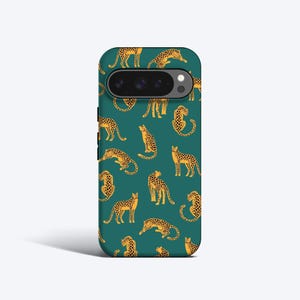 GREEN YELLOW LEOPARDS Phone Case | Yellow Leopard Print Pattern, For Pixel 9 Pro xl, 9a, 8a, 8 Pro, 7a, 6 Pro, 5 More Models
