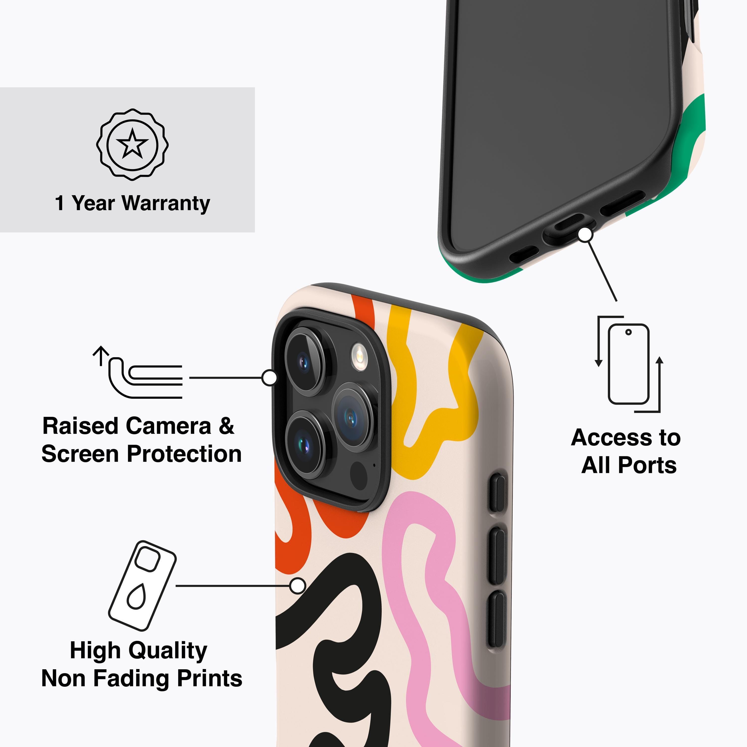 Funky Lines Phone Case - for iPhone 17, 16, 15, 14, 13, 12, 11