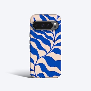 Abstrakt Blau Blatt Phone Case - Für Pixel 10, 9, 8, 7, 6 Series - Magnetisch Option