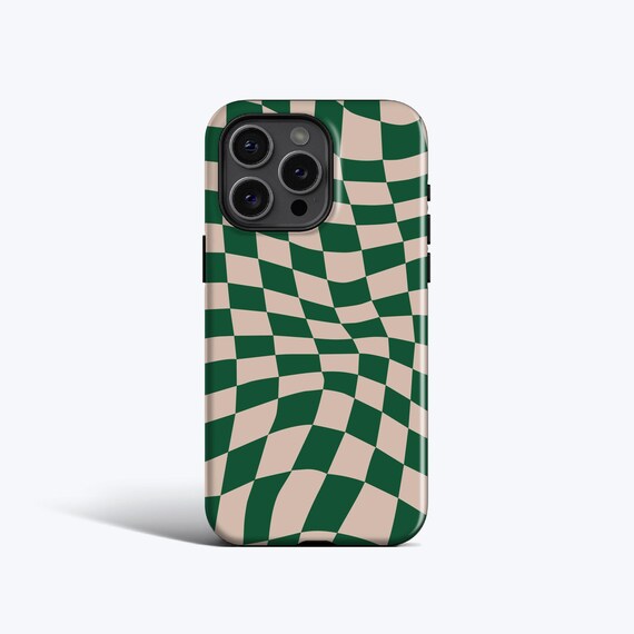 WAVY CHECK GREEN Phone Case | Green Checkered Pattern