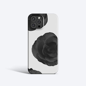 BLACK ROSE Case | For iPhone 15 Pro Case, iPhone 13 Pro Case, iPhone 12 Case, iPhone 11 Case, More Models, Black and White, Sophisticated