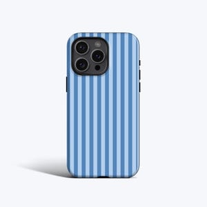 Little Blue Stripes Phone Case | Blue Pink Stripe Print, Covers for iPhone 16, 16e, 15, 14, 13, 12, 11, Galaxy, Pixel, MagSafe Option
