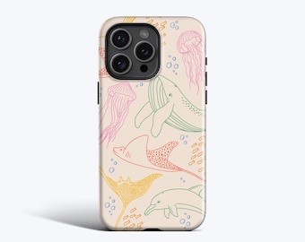Funda para teléfono con diseño de vida marina de colores - Para iPhone 17, 16, 15, 14, 13, 12 MagSafe
