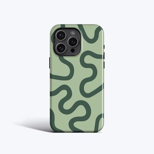 ORGANIC LINES OLIVE Phone Case | Minimal Abstract Line Art, Covers for iPhone 16, 16e, 15, 14, 13, 12, 11, MagSafe Option