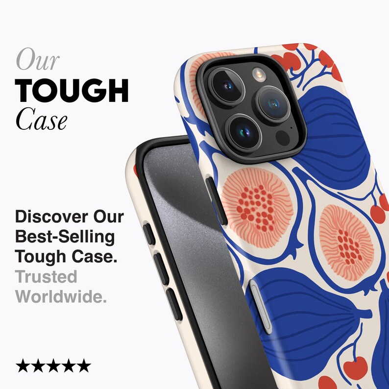 Blue Passion Fruit Phone Case - Fits iPhone 16e, 16 Pro Max, 15 Plus, 14 Pro, 13 Mini, 12, 11, MagSafe Option, Abstract Berries Art image 3