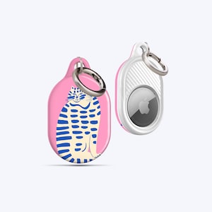 FAT CAT AirTag Case | For your keys, Bags, Handbags, Kids Backpacks, Pets Collars and more, AirTag Holder, AirTag Keychain, Pink, Animal