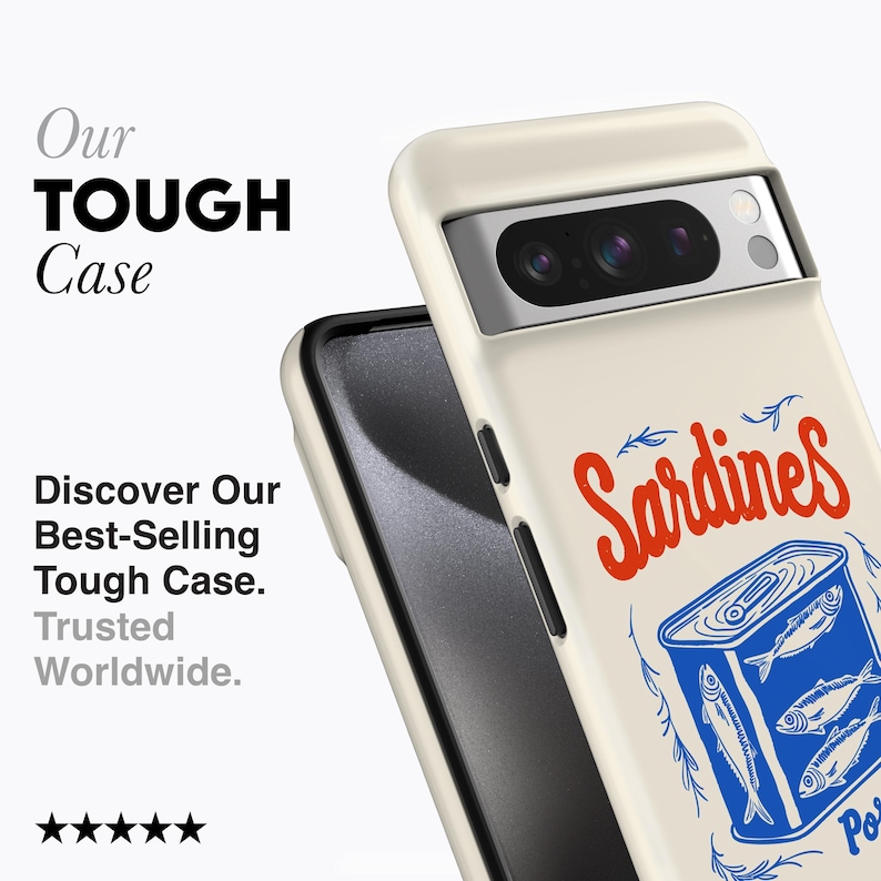 SARDINES TIN Phone Case | For Pixel 9 Pro xl Case, Pixel 8a Case, Pixel 7 Pro Case, Pixel 6a Case, Pixel 5 Case, Portugal, Traditional Food image 2