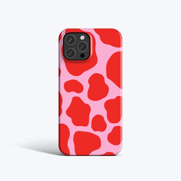 RED AND PINK Cow Print | For iPhone 15 Plus  Case, iPhone 13 Case, iPhone 12 Case, iPhone 11 Case, More Models Available, Abstract Cow Print