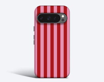 Ruby Stripes Phone Case - For Pixel 10, 9, 8, 7, 6, All Models, Magnetic Option