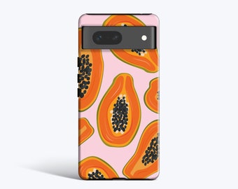 FRESH PAPAYA Case | For Pixel 8 Pro Case, Pixel 7 Case, Pixel 6 Pro Case, Pixel 5 Case, More Models, Bright Fruit, Cut Papaya, Pink, Orange