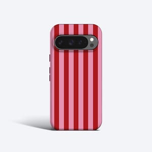 Ruby Stripes Phone Case - For Pixel 10, 9, 8, 7, 6, All Models, Magnetic Option