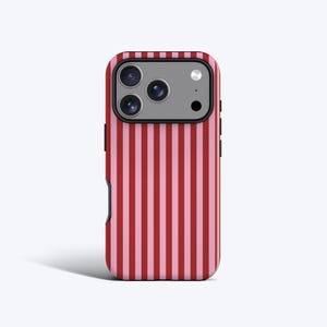 Etui na telefon Little Ruby Stripes do iPhone'a 17 Pro, 16 Pro Max, 16e, 15 Plus, 14, 13 Mini, 12, 11 – opcja MagSafe