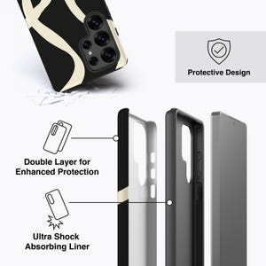 Boho Lines Black Phone Case - For Galaxy S26, S25, S24, S23, S22, S21, S20 Series, Magnetic 画像 3