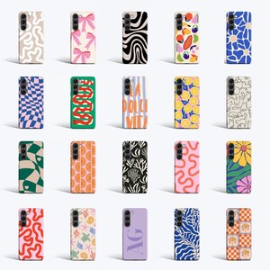 a bunch of cell phones with different designs on them