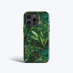 JUNGLE LEAVES Phone Case | Tropical Foliage Print Design, For iPhone 16 Pro Max, 16e, 15 Plus, 14 Pro, 13, 12 Mini, 11, MagSafe Option