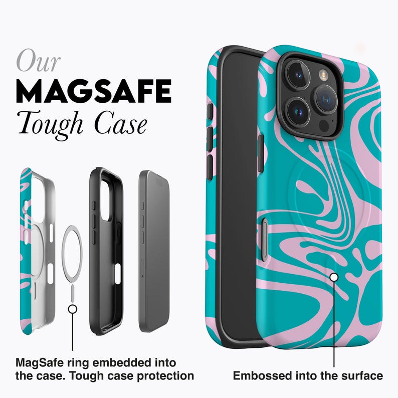 TURQUOISE MARBLE Phone Case | For iPhone 16 Case, iPhone 15 Pro Case, iPhone 14 Case, iPhone 12 Case, More Models, Liquid Marble, Modern image 5