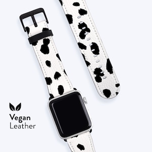 Uhrenarmband ANIMAL PRINT | Für Apple Band, Vegan H21 Lederband, Erhältlich für Apple Uhrenserien 1, 2, 3, 4, 5, 6, 7, 8, SE Schwarz Weiß