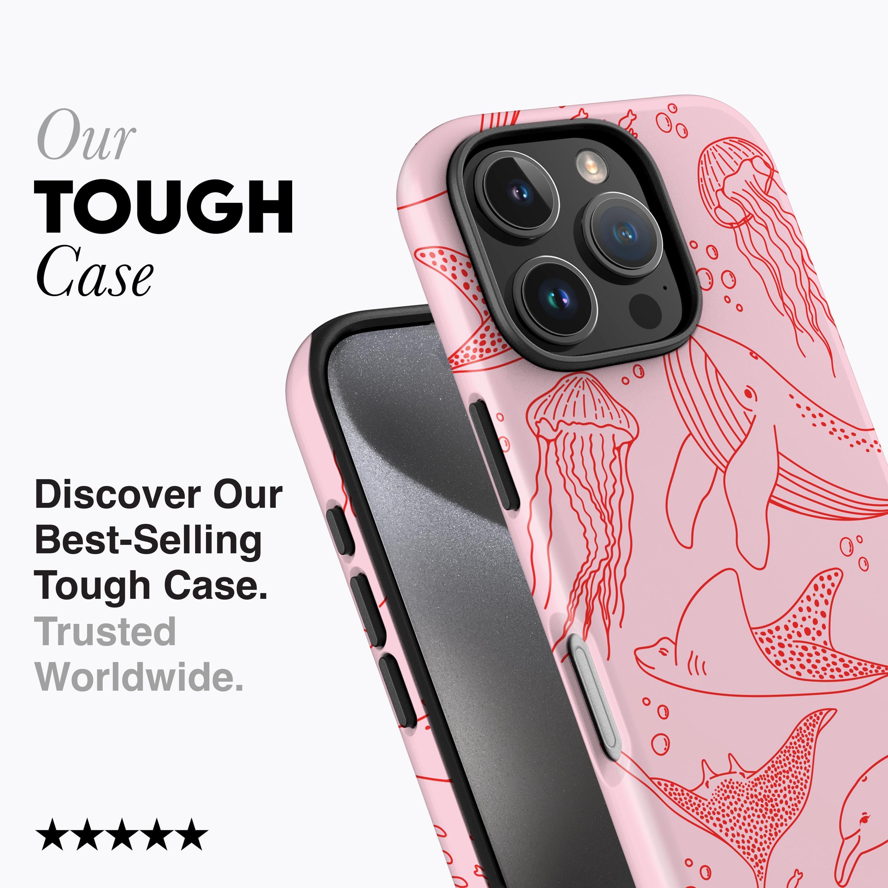 Pink Sea Life Phone Case, for iPhone 17, 16, 15, 14, 13, 12