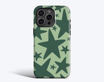 Olive Wonky Stars Phone Case - For iPhone 17 Pro Max, 16e, 15 Plus, 14 Pro, 13, 12 Mini, 11, MagSafe