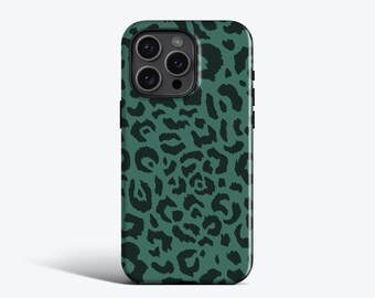 GREEN LEOPARD PRINT Case | For iPhone 16 Pro Max Case, iPhone 15 Case, iPhone 14 Pro Case, MagSafe, Animal Print, Stylish