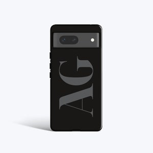 INITIALS PERSONALISED Case | For Pixel 8 Case, Pixel 7 Case, Pixel 6 Pro Case, Pixel 5 Case, Pixel 4A Case More Models, Black Grey Case