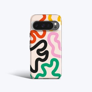 FUNKY Lines Case | For Pixel 8 Pro Case, Pixel 7 Case, Pixel 5 Case, Pixel 9 Case All Models, Wavy Lines, Abstract, Organic, Multi Colours