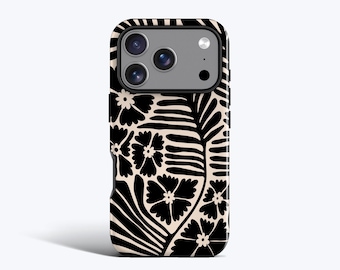 Black Bloom Case - For iPhone 17, 16, 15, 14, 13, 12, 11 - MagSafe Option