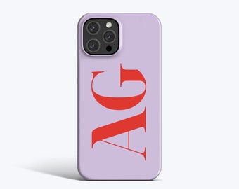 LILAC & RED INITIALS Case | iPhone 14 Case, iPhone 13 Case, iPhone 12 Pro Case, iPhone 11 Case, iPhone xr Case, More Models, Personalised