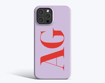 Custodia LILAC & RED INITIALS / Custodia iPhone 14, Custodia iPhone 13, Custodia iPhone 12 Pro, Custodia iPhone 11, Custodia iPhone xr, Altri modelli, Personalizzata