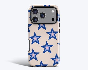 Telefoonhoesje met blauwe sterren - Voor iPhone 18 Pro, 17, 16, 15, 14, 13, 12 met MagSafe-optie