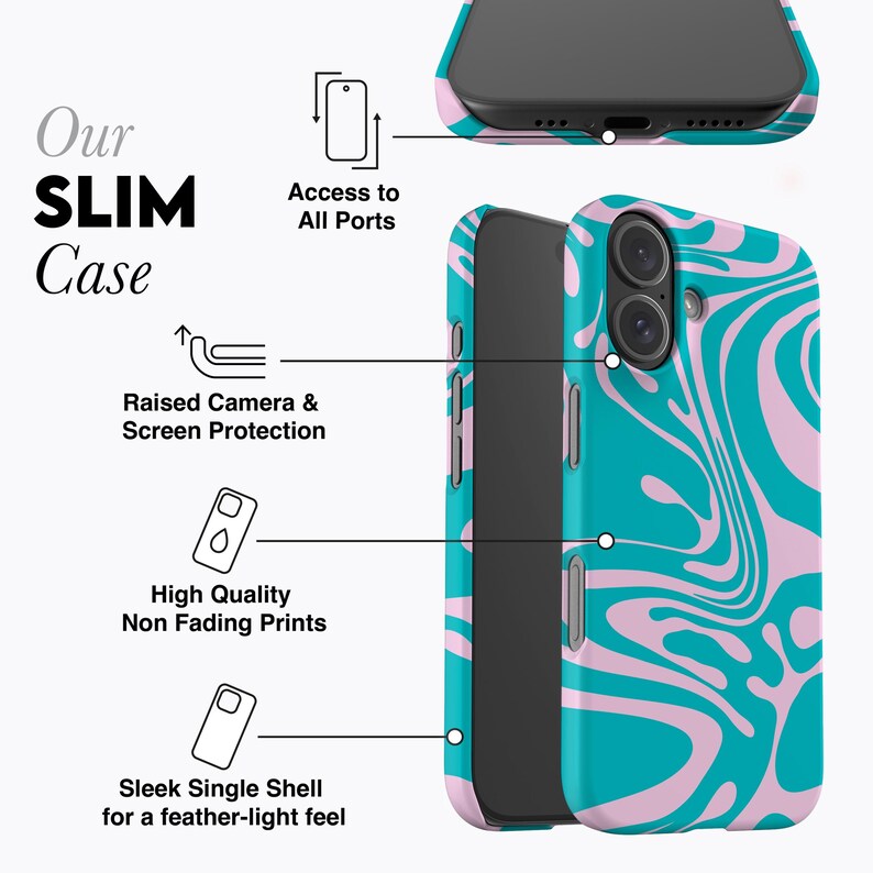 TURQUOISE MARBLE Phone Case | For iPhone 16 Case, iPhone 15 Pro Case, iPhone 14 Case, iPhone 12 Case, More Models, Liquid Marble, Modern image 6