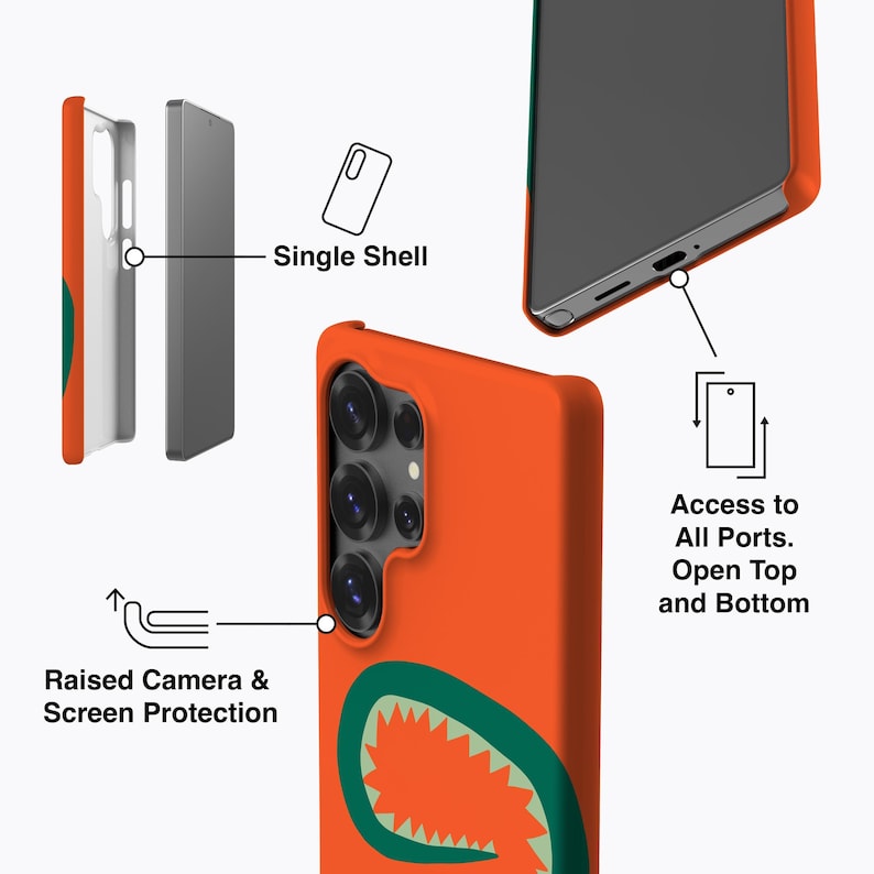 Crocodile Phone Case - For Galaxy S25 Plus, S24 Ultra, S23 fe, S22, S21, S20 fe Orange, Abstract, Poster image 6