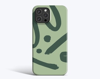 Étui SKETCH OLIVE | Pour iPhone 15 Pro Case, iPhone 12 Case, iPhone 11 Case, Plus de modèles disponibles, Abstrait, Line Art, Minimaliste, Moderne