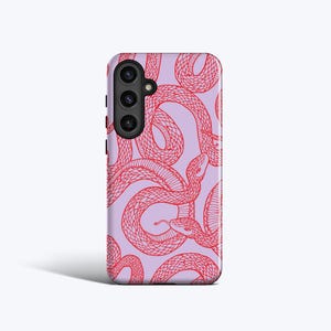 SCARLET SNAKES - For Galaxy S25 Ultra Case, Galaxy S24 feCase, Galaxy S23 Case, Galaxy S22 Case, Snake Pattern, Purple, red image 1