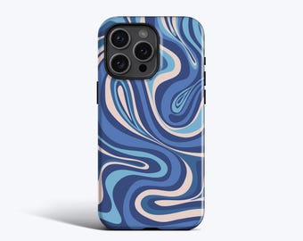 Blue Love Swirls-telefoonhoesje voor iPhone 17, 16 Pro Max Case, 16e, 15 Plus, 14 Pro, 13, 12 Mini, 11