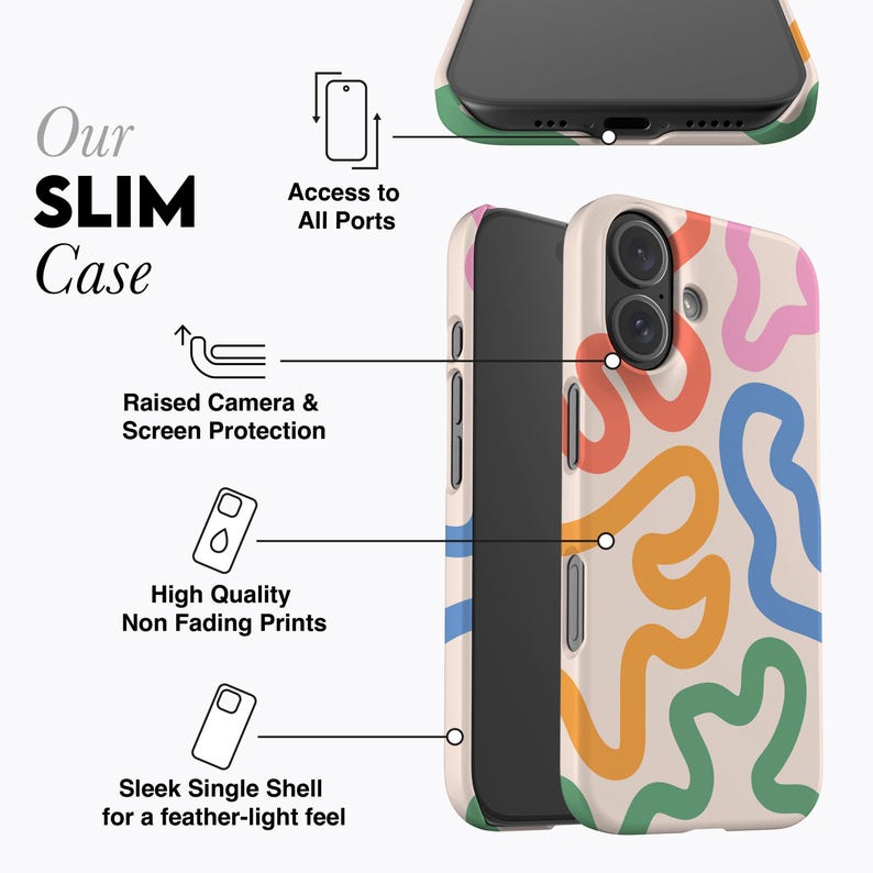 FUNKY LINES PASTEL Phone Case | Abstract Wavy Print, For iPhone 16e, 16 Pro Max, 15 Plus, 15, 14 Pro, 13, 12 Mini, 11 image 6