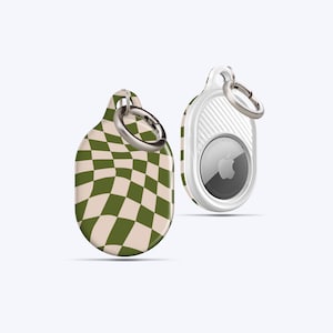 WAVY CHECK OLIVE AirTag Case | For your keys, Handbag, Backpack, Pets Collar, Anything you desire, AirTag Holder, Checkered Pattern, Y2K