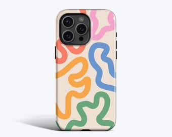 FUNKY LINES PASTEL Phone Case | Abstract Wavy Print, For iPhone 16e, 16 Pro Max, 15 Plus, 15, 14 Pro, 13, 12 Mini, 11