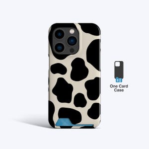 mince IMPRIMÉ VACHE porte-cartes | Coque pour iPhone 15+, coque pour iPhone 14 Pro, coque pour iPhone 13, coque pour iPhone 15 Pro, porte-cartes, rangement pour cartes