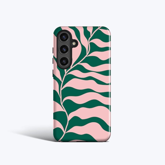 TROPICAL LEAF | For Samsung Galaxy S24 Ultra Case, Galaxy S23 Plus Case, Galaxy S22 Case, More Models, Plant, Green and Pink, Abstract