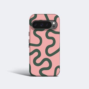 ORGANIC LINES PINK Case | For Pixel 8a Case, Pixel 6 Case, Pixel 9 Pro xl Case, Pixel 7 Pro Case, Abstract Lines, Minimalist, Modern
