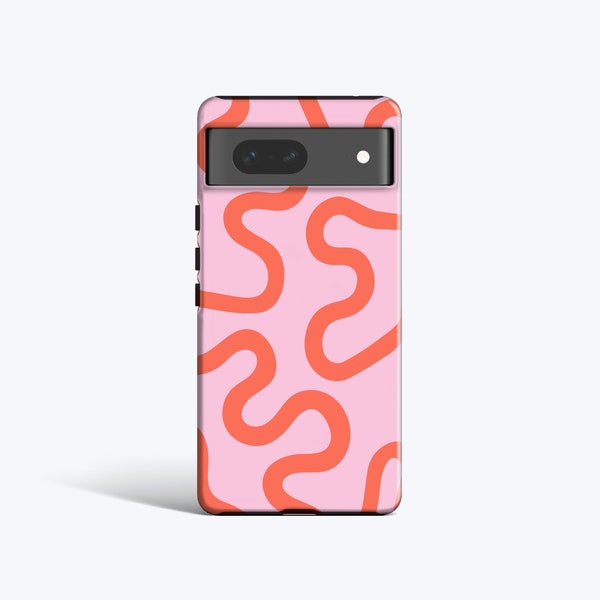 ORGANISCHE LIJNEN KORAAL Etui | Voor Pixel 8 Case, Pixel 7 Case, Pixel 6 Case, Pixel 5 Case, Meer modellen, abstracte lijnen, minimalistisch, modern